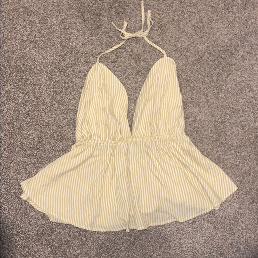 Stripped Yellow Halter Top
